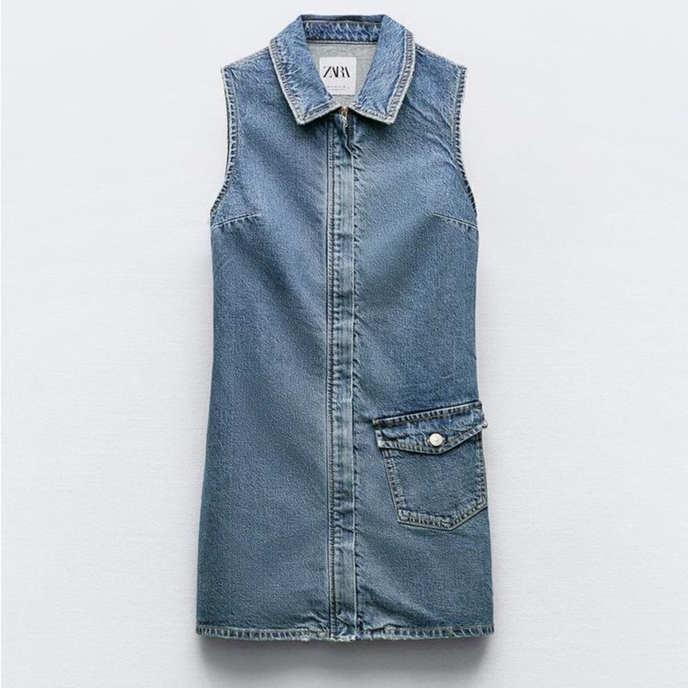 ZARA TRF FITTED DENIM DRESS - Picture 7 of 11